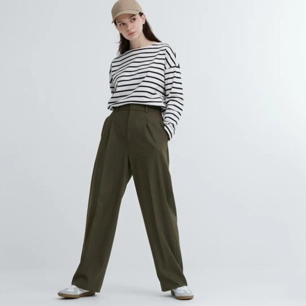 Uniqlo Khaki Women's Wide-Leg Pants